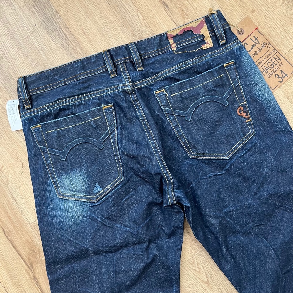 Cult of Individuality Hagen Straight Japanese Selvedge Denim Jeans Crinkle NWT - Picture 3 of 9